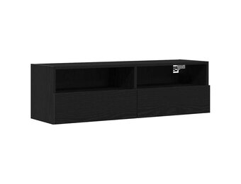 vidaXL TV Wandkast Zwart Eiken 100 x 30 x 30 cm Bewerkt hout