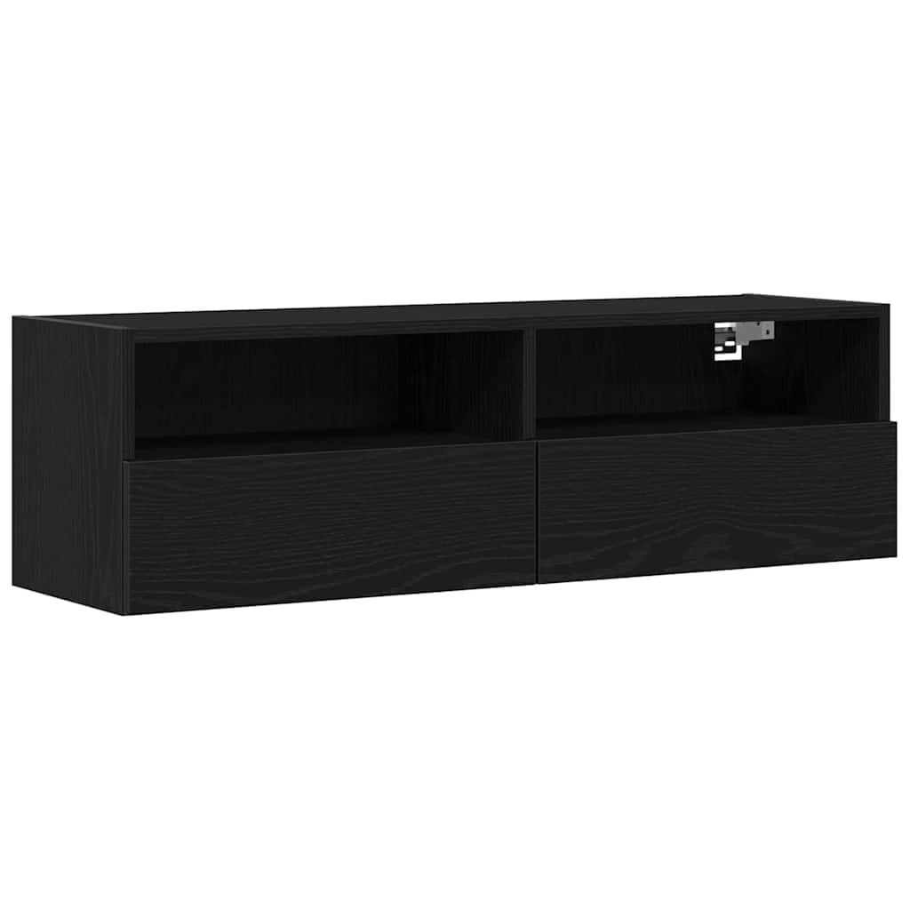 vidaXL TV Wandkast Zwart Eiken 100 x 30 x 30 cm Bewerkt hout
