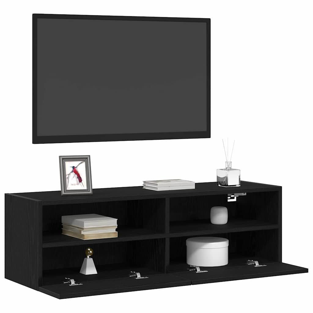 vidaXL TV Wandkast Zwart Eiken 100 x 30 x 30 cm Bewerkt hout