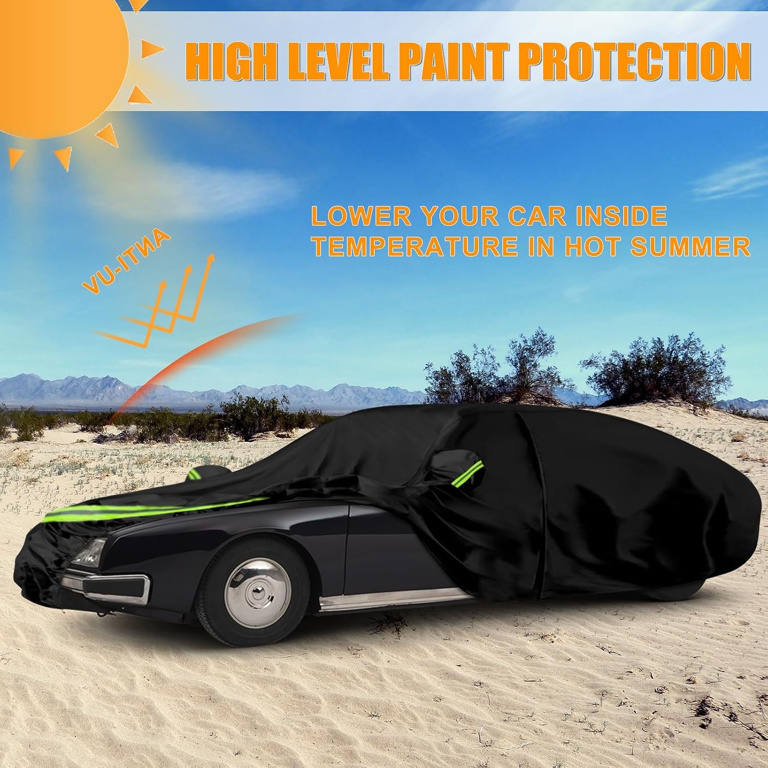 Car Cover Suitable for Citroen CX 1974-1991, waterproof full garage car cover with zipper door for snow, rain, all-weather protection