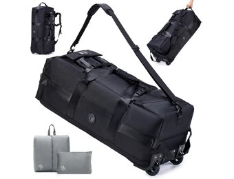 Reistas met wielen Groot 85L 3 IN 1 Handbagagetas met kofferorganizer 78x33x32cm Waterdichte Oxford-reisrugzak 3 rollen XL-rugzakkoffer met handgrepen voor reizen, weekendtas