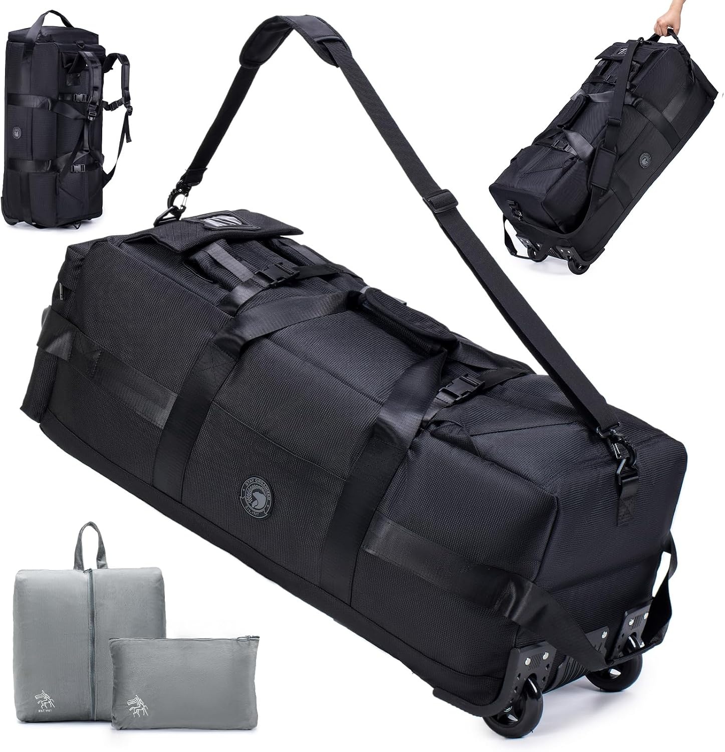 Reistas met wielen Groot 85L 3 IN 1 Handbagagetas met kofferorganizer 78x33x32cm Waterdichte Oxford-reisrugzak 3 rollen XL-rugzakkoffer met handgrepen voor reizen, weekendtas