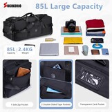 Reistas met wielen Groot 85L 3 IN 1 Handbagagetas met kofferorganizer 78x33x32cm Waterdichte Oxford-reisrugzak 3 rollen XL-rugzakkoffer met handgrepen voor reizen, weekendtas