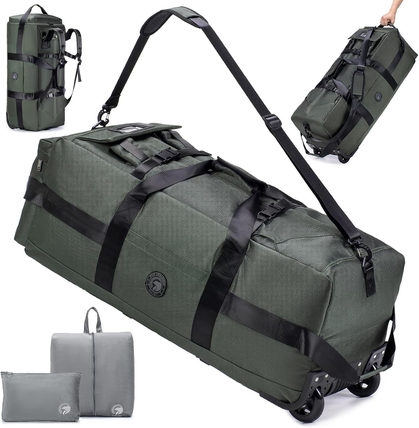 Reistas met wielen Groot 85L 3 IN 1 Handbagagetas met kofferorganizer 78x33x32cm Waterdichte Oxford-reisrugzak 3 rollen XL-rugzakkoffer met handgrepen voor reizen, weekendtas