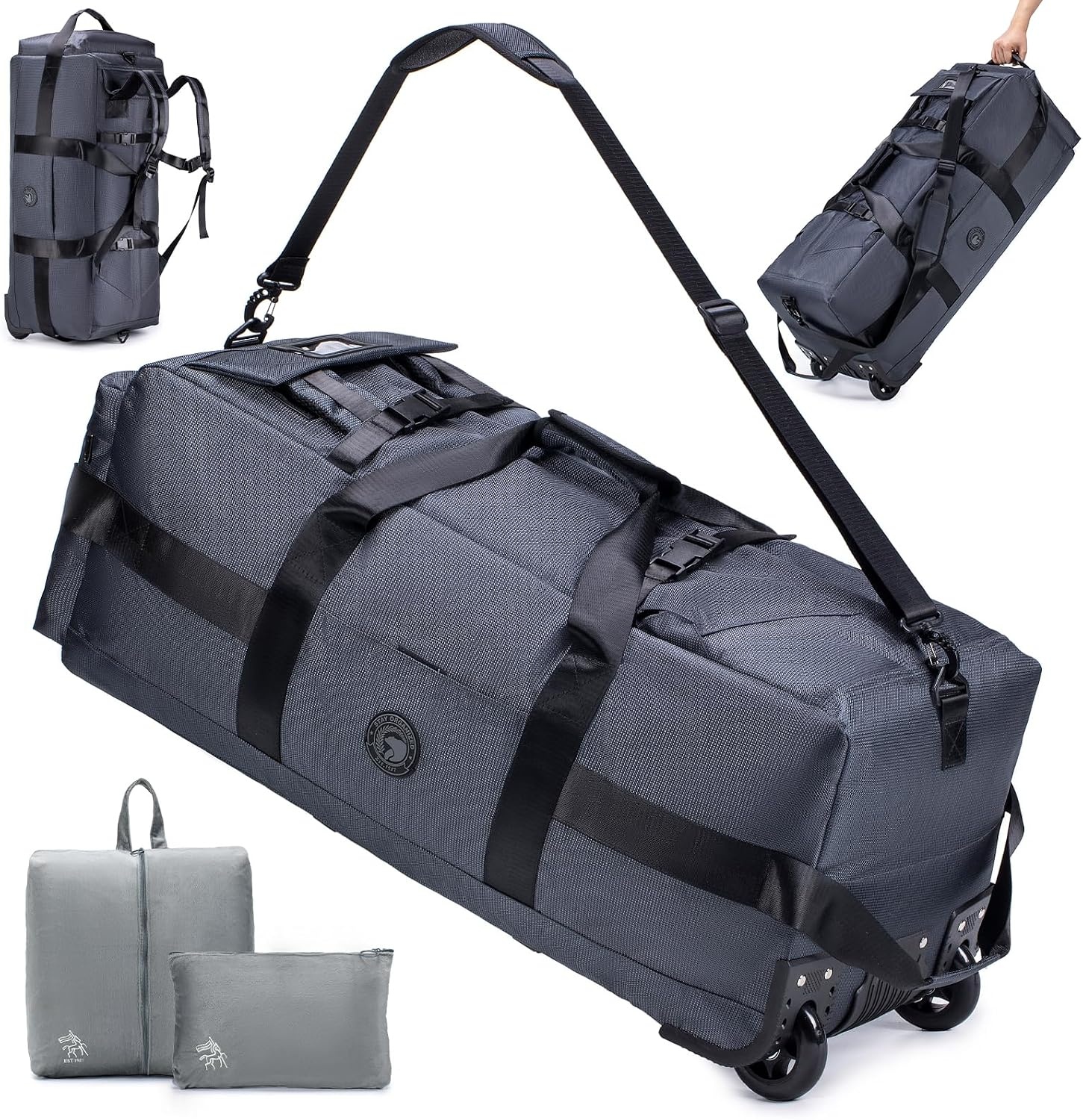 Reistas met wielen Groot 85L 3 IN 1 Handbagagetas met kofferorganizer 78x33x32cm Waterdichte Oxford-reisrugzak 3 rollen XL-rugzakkoffer met handgrepen voor reizen, weekendtas