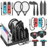 Switch Sports Accessoireset met organizer, compatibel met Switch/OLED, opslag voor Switch Sport Game accessoires, familiefeestpakket sportspelaccessoires, bundel voor Nintendo Switch en OLED, zwart