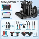 Switch Sports Accessoireset met organizer, compatibel met Switch/OLED, opslag voor Switch Sport Game accessoires, familiefeestpakket sportspelaccessoires, bundel voor Nintendo Switch en OLED, zwart