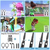 Switch Sports Accessoireset met organizer, compatibel met Switch/OLED, opslag voor Switch Sport Game accessoires, familiefeestpakket sportspelaccessoires, bundel voor Nintendo Switch en OLED, zwart
