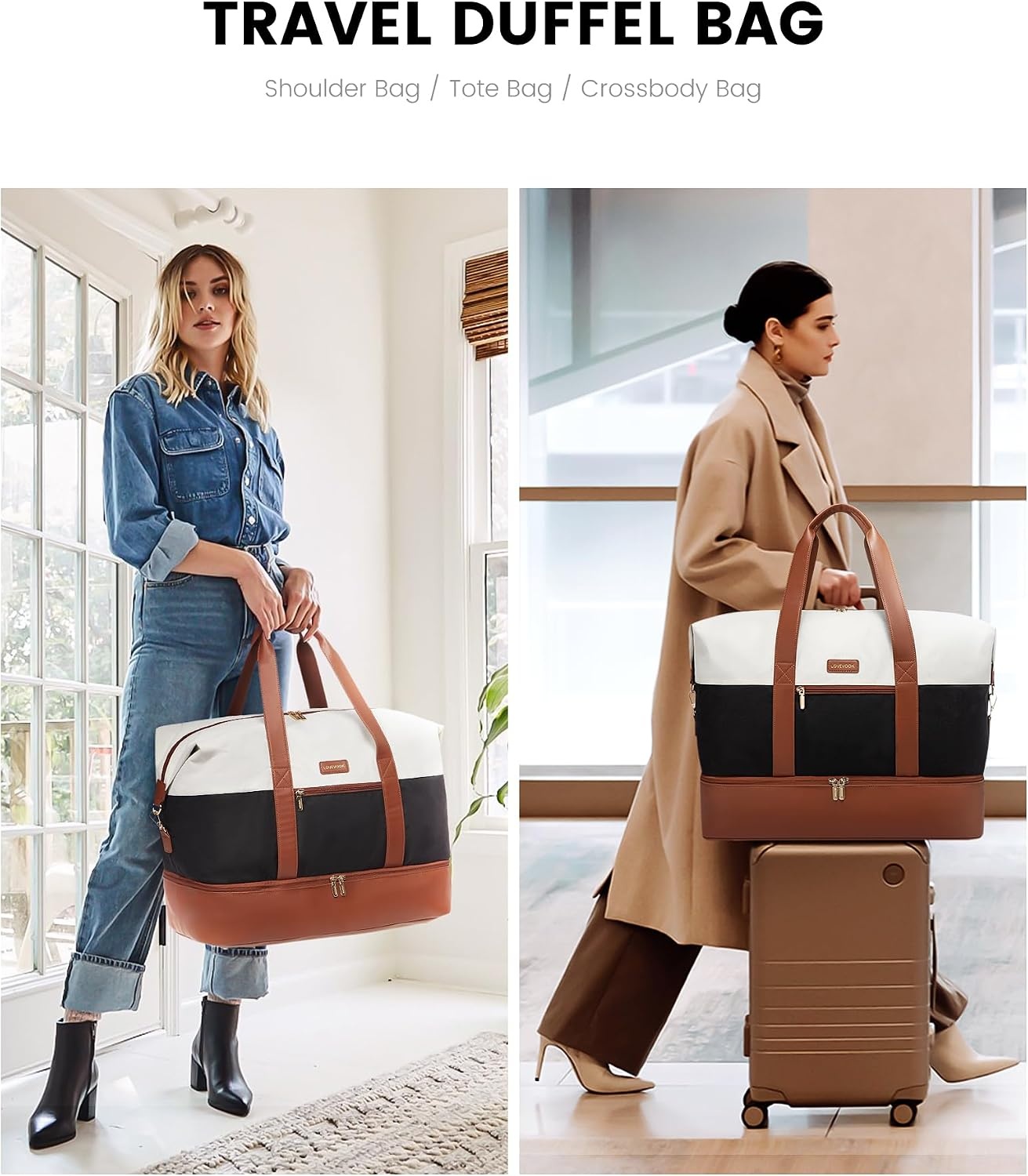 Ruime Weekendtas 56L - Handbagage Vliegtuig - Waterdicht met Schoenenvak - 60% Korting