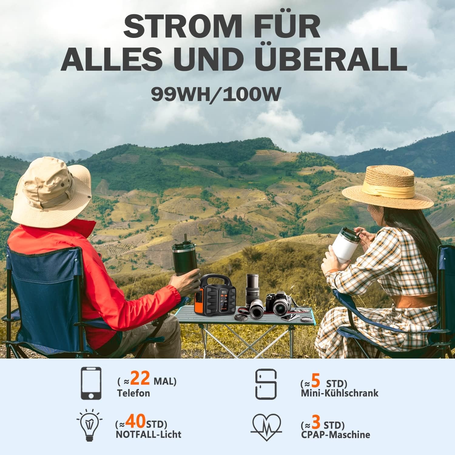 Draagbare powerstation generator, 27000mAh 220V/99W AC outlet camping zonnepaneel-opladen lithium batterij bank voeding voor outdoor reizen jacht noodgevallen back-up