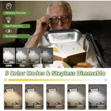 GABORISH 10 x 30 x tafelvergrootglas met licht en standaard, rechthoekige vergrootlamp met 60 leds, 5 kleurmodi en dimbaar, handvrij staande loep met licht, 2-in-1 vergrootlamp met klem en sokkel voor