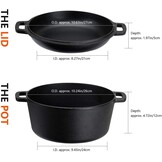 Overmont Gietijzeren pan in ‘Dutch Oven‘-stijl, gebruiksklaar, ingebrand, dubbelfunctie deksel/braadpan, voor keuken, camping, tuin barbecue, bakken en gasgrill