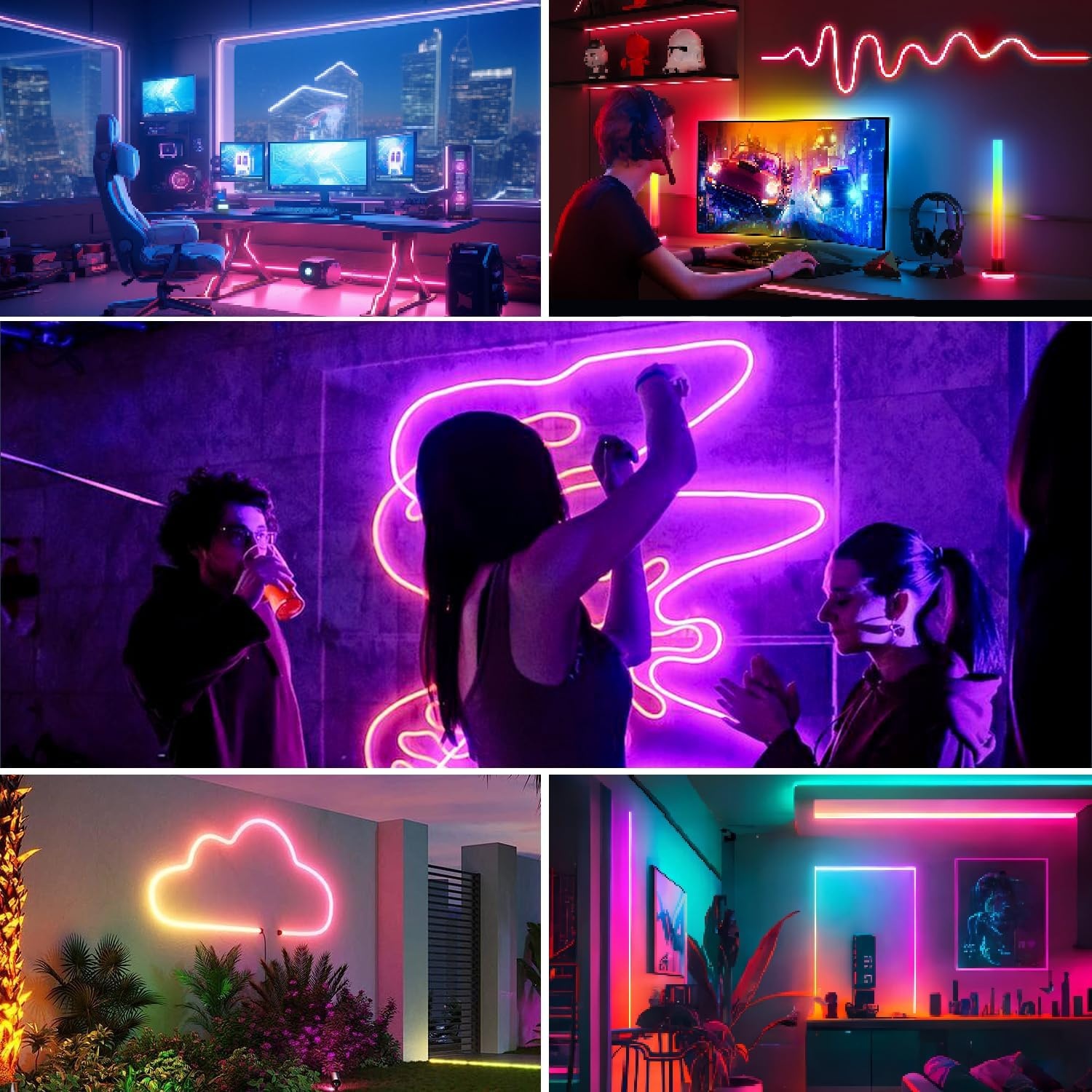 30m (2 Rolls 15m) Neon Rope Light, Flexible Led Lights Control with App/Remote, Multiple Modes, IP65 Outdoor Waterproof, Music Sync Light Strip for Bedroom - Maat 100FT-Led Neon Lights