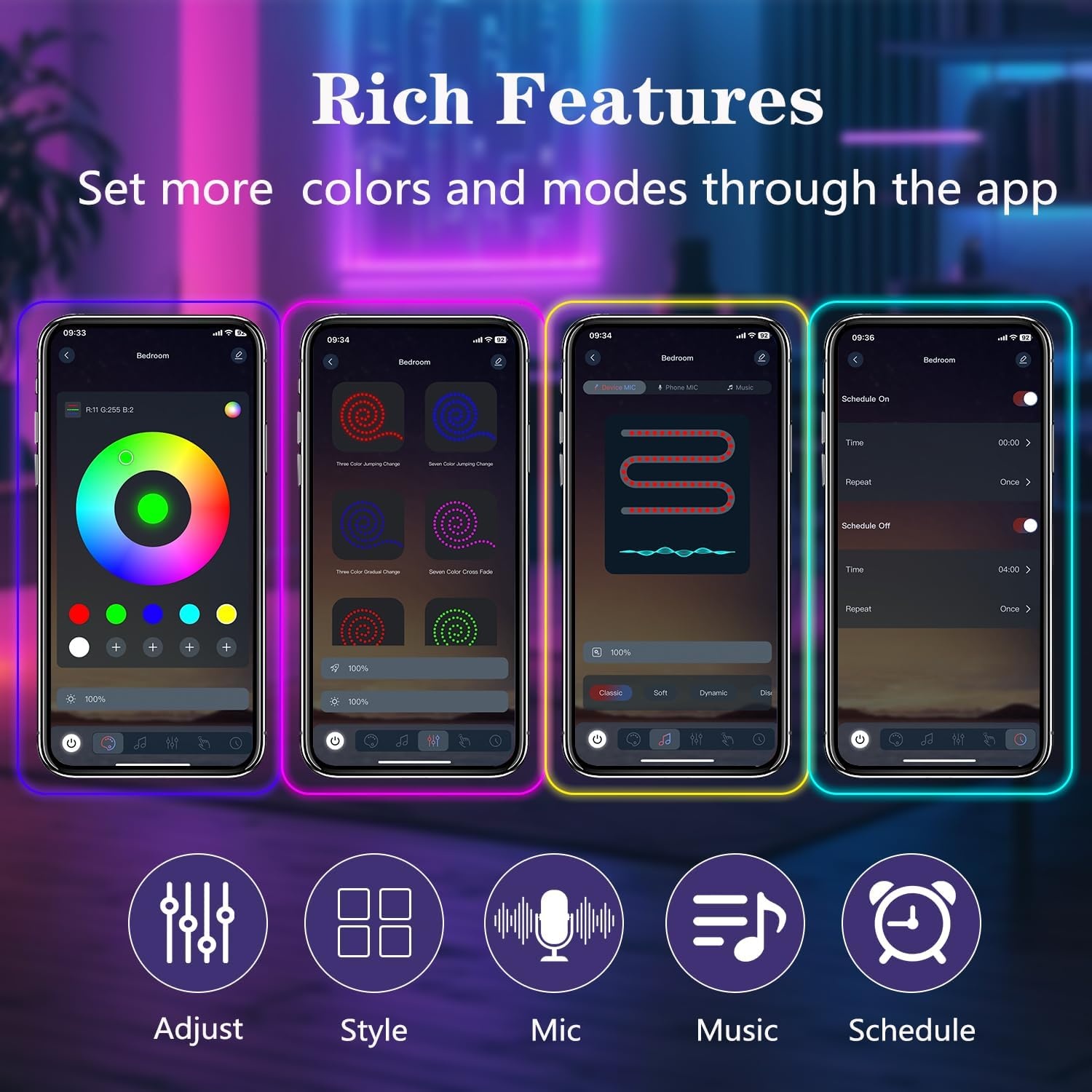 30m (2 Rolls 15m) Neon Rope Light, Flexible Led Lights Control with App/Remote, Multiple Modes, IP65 Outdoor Waterproof, Music Sync Light Strip for Bedroom - Maat 100FT-Led Neon Lights