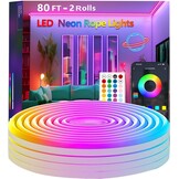 30m (2 Rolls 15m) Neon Rope Light, Flexible Led Lights Control with App/Remote, Multiple Modes, IP65 Outdoor Waterproof, Music Sync Light Strip for Bedroom - Maat 100FT-Led Neon Lights