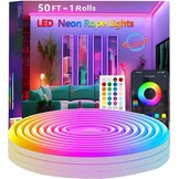 30m (2 Rolls 15m) Neon Rope Light, Flexible Led Lights Control with App/Remote, Multiple Modes, IP65 Outdoor Waterproof, Music Sync Light Strip for Bedroom - Maat 100FT-Led Neon Lights