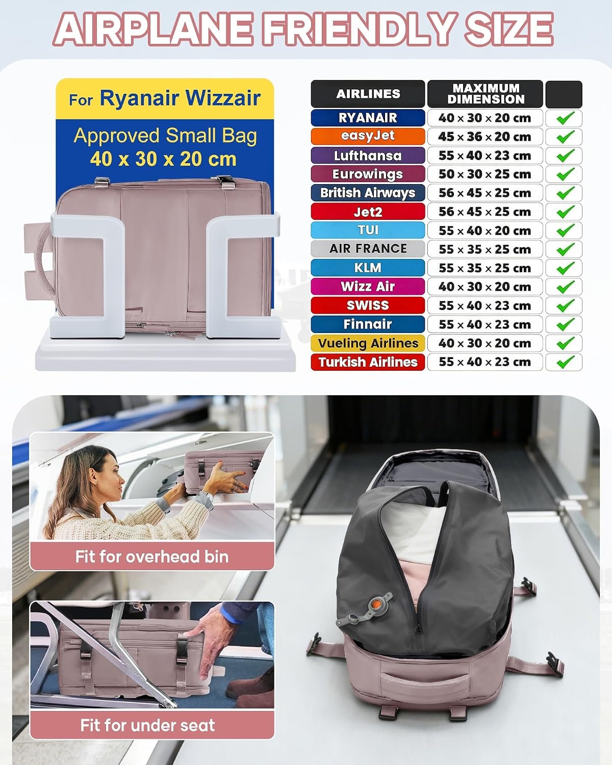 SZLX Vacuum Rugzak Carry-on Bagage Vrouwen, Airbag Rugzak Met Vacuüm Systeem Voor Reizen, Ryanair Travel Ruscksack Cabin Grootte Met Pomp Waterdichte Mannen Vacuüm Koffer