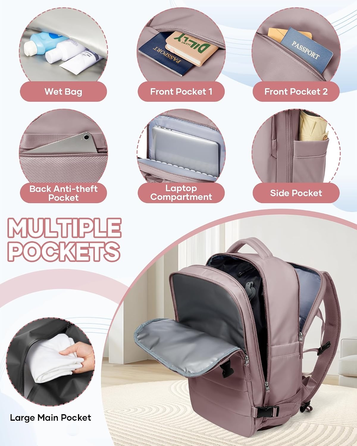 SZLX Vacuum Rugzak Carry-on Bagage Vrouwen, Airbag Rugzak Met Vacuüm Systeem Voor Reizen, Ryanair Travel Ruscksack Cabin Grootte Met Pomp Waterdichte Mannen Vacuüm Koffer
