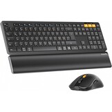 ProtoArc Wireless Keyboard and Mouse, KM60 Full Size Bluetooth Keyboard and Mouse Set with Wrist Rest, 2.4GHz + Dual Bluetooth, Rechargeable for Laptop, PC, Mac, Windows, QWERTY UK Format, Black