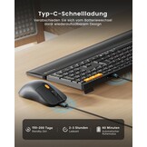 ProtoArc Wireless Keyboard and Mouse, KM60 Full Size Bluetooth Keyboard and Mouse Set with Wrist Rest, 2.4GHz + Dual Bluetooth, Rechargeable for Laptop, PC, Mac, Windows, QWERTY UK Format, Black
