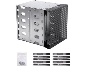 QOTSTEOS Harde schijfbehuizing intern, 3 x 5,25 inch tot 5 x 3,5 inch hot-swap SATA/SAS harde schijf, lade rek met ventilatorruimte