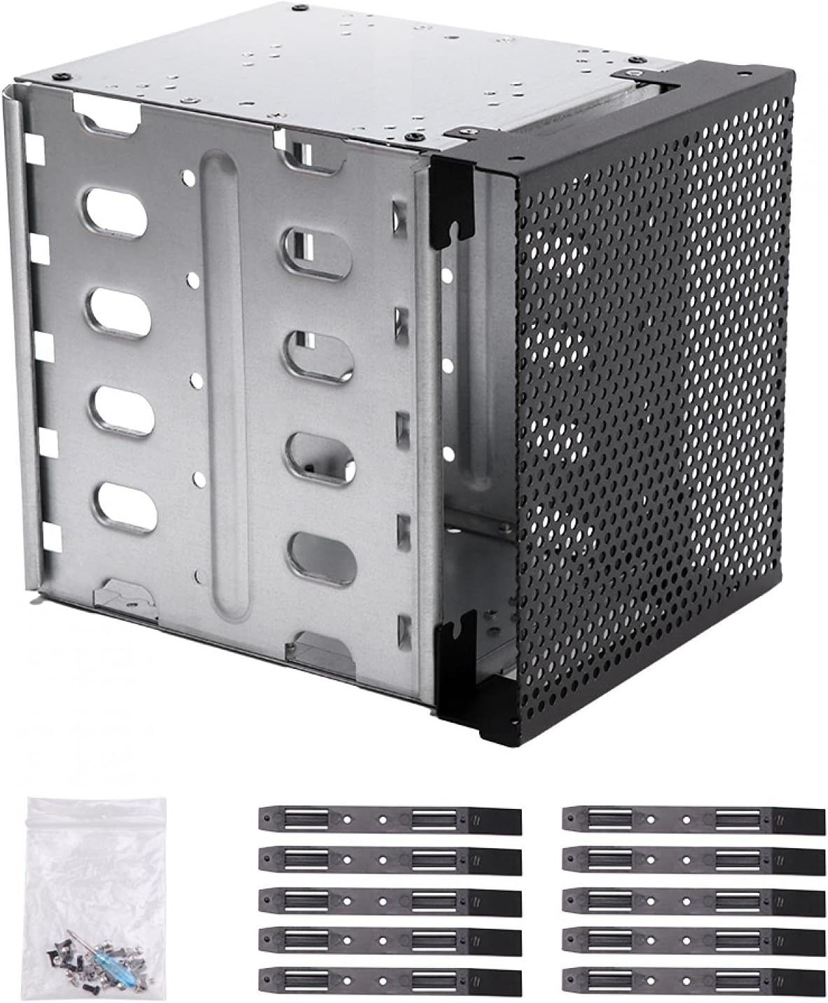 QOTSTEOS Harde schijfbehuizing intern, 3 x 5,25 inch tot 5 x 3,5 inch hot-swap SATA/SAS harde schijf, lade rek met ventilatorruimte