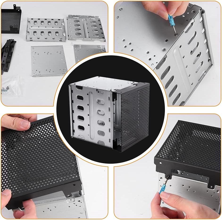 QOTSTEOS Harde schijfbehuizing intern, 3 x 5,25 inch tot 5 x 3,5 inch hot-swap SATA/SAS harde schijf, lade rek met ventilatorruimte