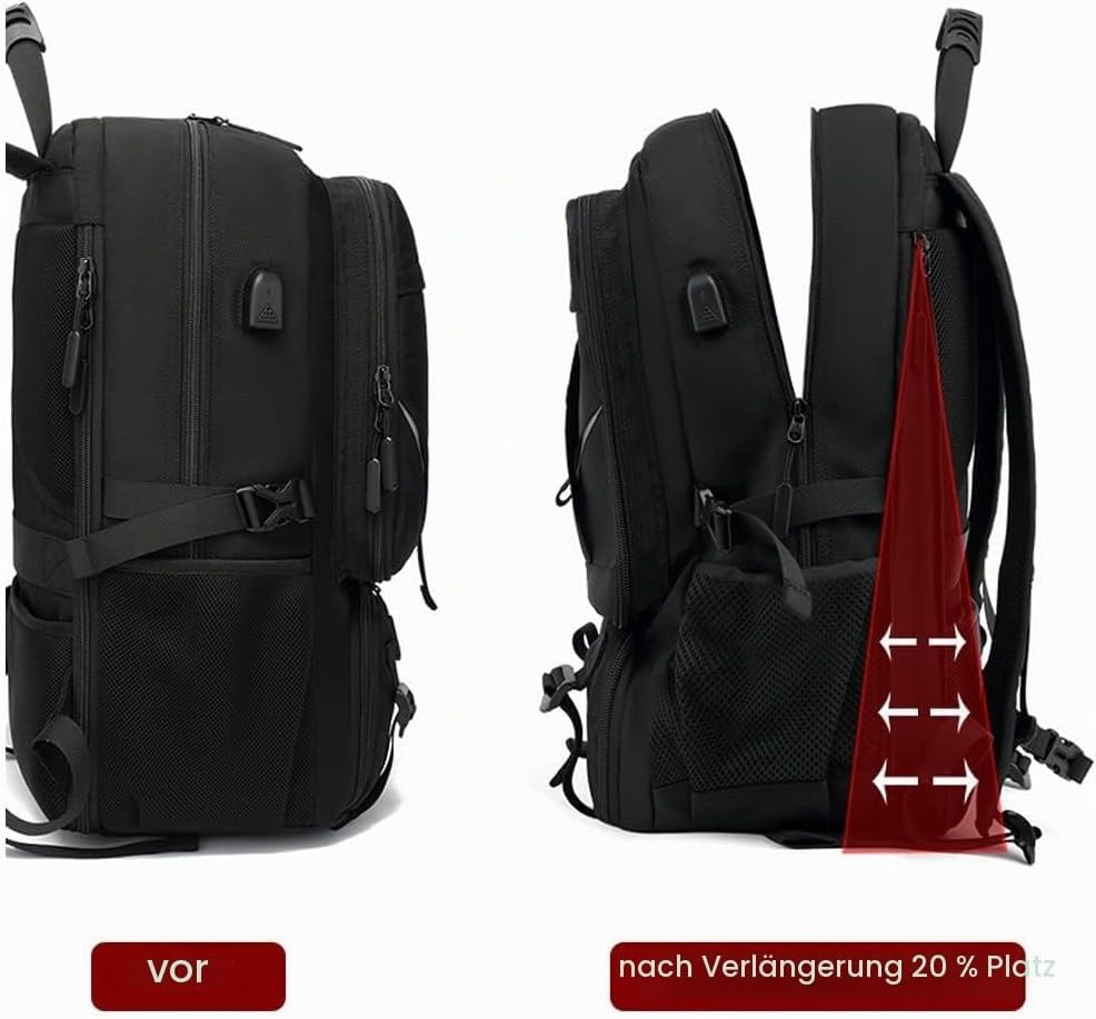 Reisrugzak Zwart 60L Waterbestendig met Laptopvak & Natvak (46% Korting)