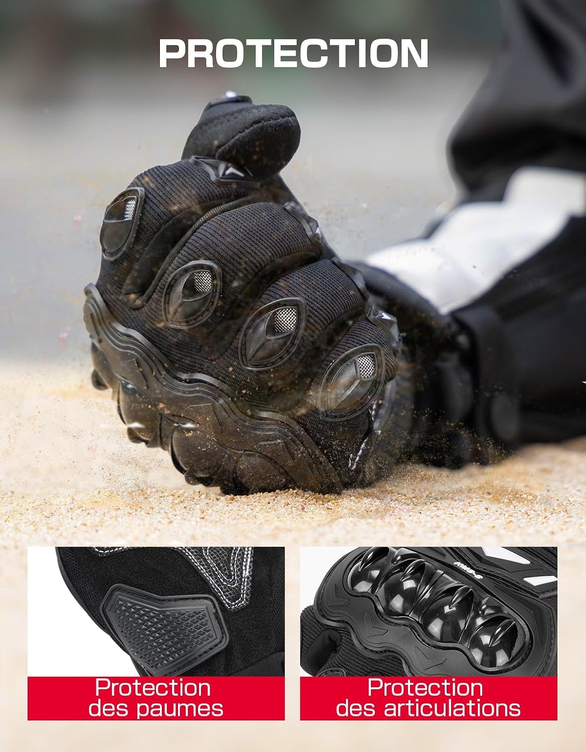 KEMIMOTO Goedgekeurde motorhandschoenen, gewrichtsbescherming en schokbestendigheid, touchscreen met volledige vingers, ademend voor dames en heren, motorcross, klimmen en jagen