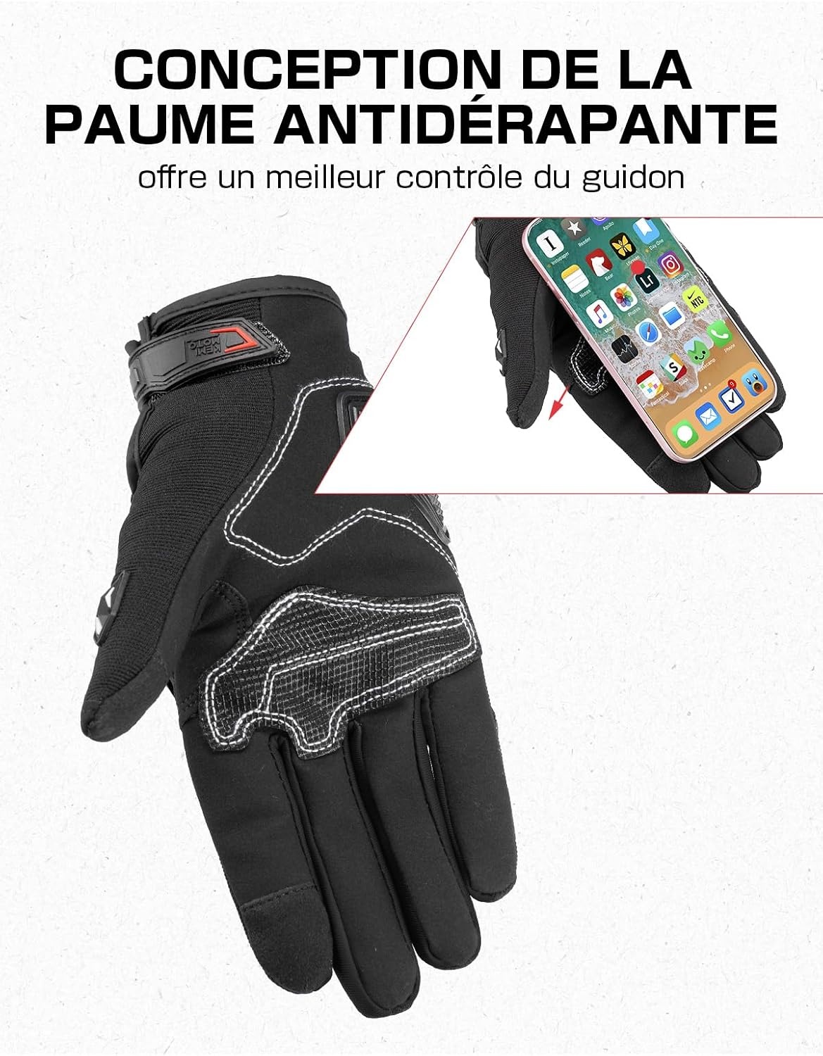 KEMIMOTO Goedgekeurde motorhandschoenen, gewrichtsbescherming en schokbestendigheid, touchscreen met volledige vingers, ademend voor dames en heren, motorcross, klimmen en jagen