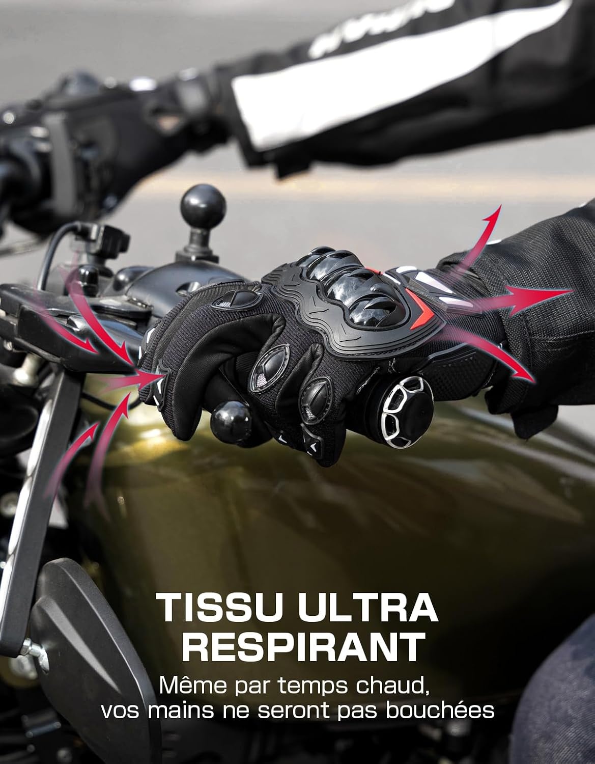 KEMIMOTO Goedgekeurde motorhandschoenen, gewrichtsbescherming en schokbestendigheid, touchscreen met volledige vingers, ademend voor dames en heren, motorcross, klimmen en jagen