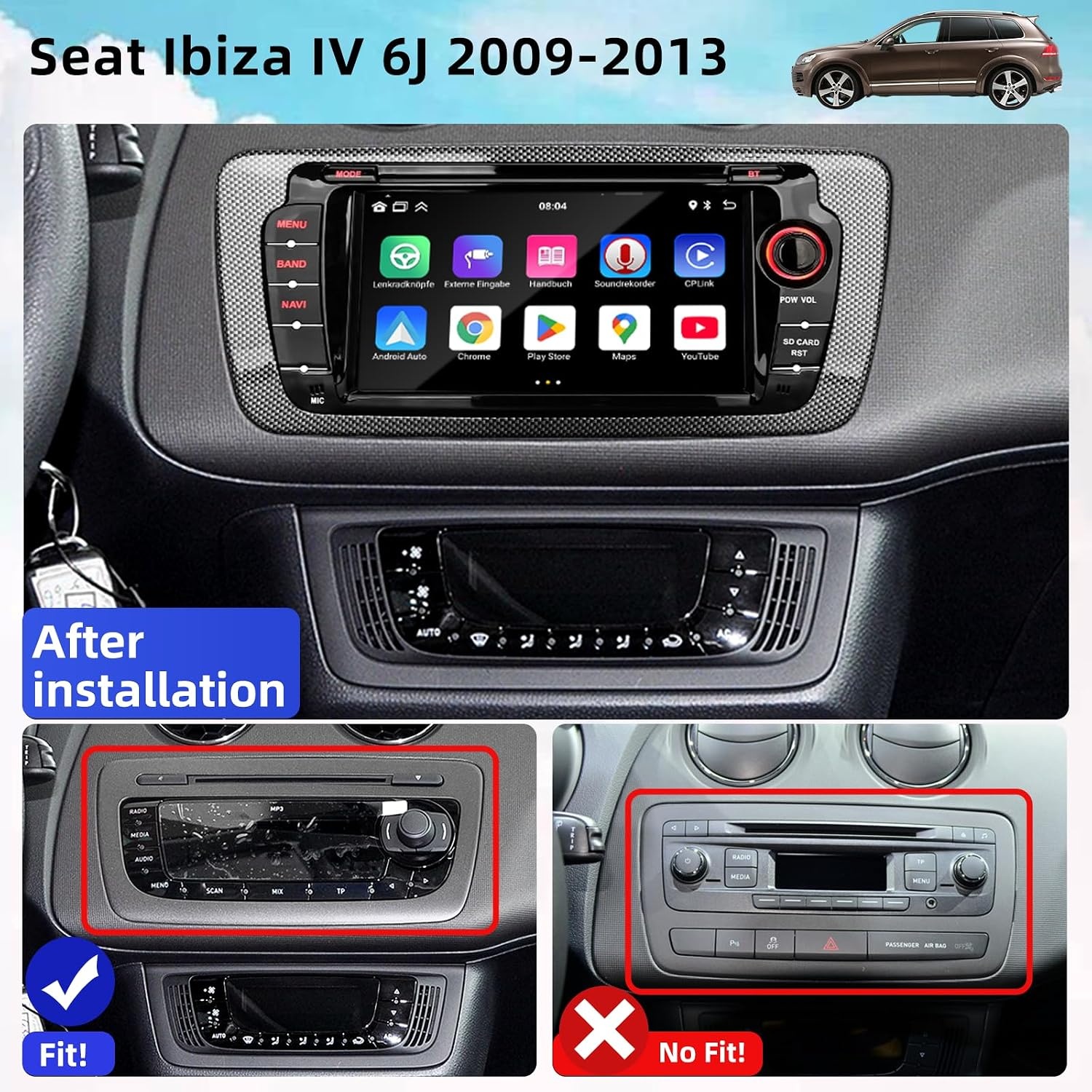 KiriNavi Autoradio voor Seat Ibiza IV 6J (2009-2013) - 7 inch Touchscreen met 2GB/64GB, CarPlay en Android Auto