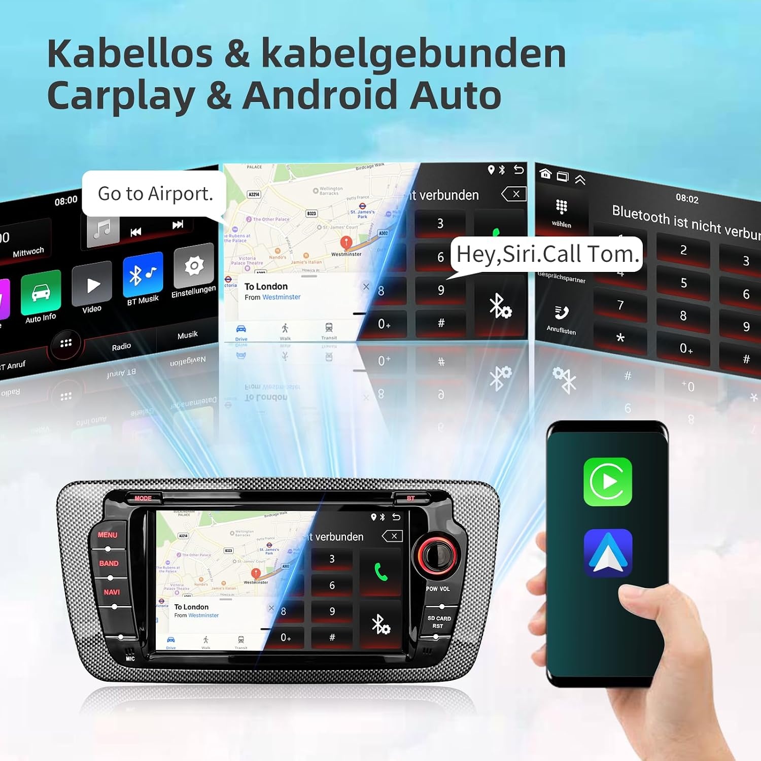 KiriNavi Autoradio voor Seat Ibiza IV 6J (2009-2013) - 7 inch Touchscreen met 2GB/64GB, CarPlay en Android Auto