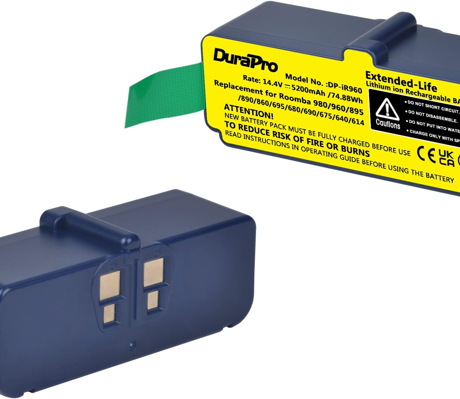 DuraPro 14.4V 5200mAh Li-ion Battery for iRobot Roomba 900 960 965 966 980 865 866 870 871 760 765 770; 500 600 700 800 900 Series Vacuum Cleaner
