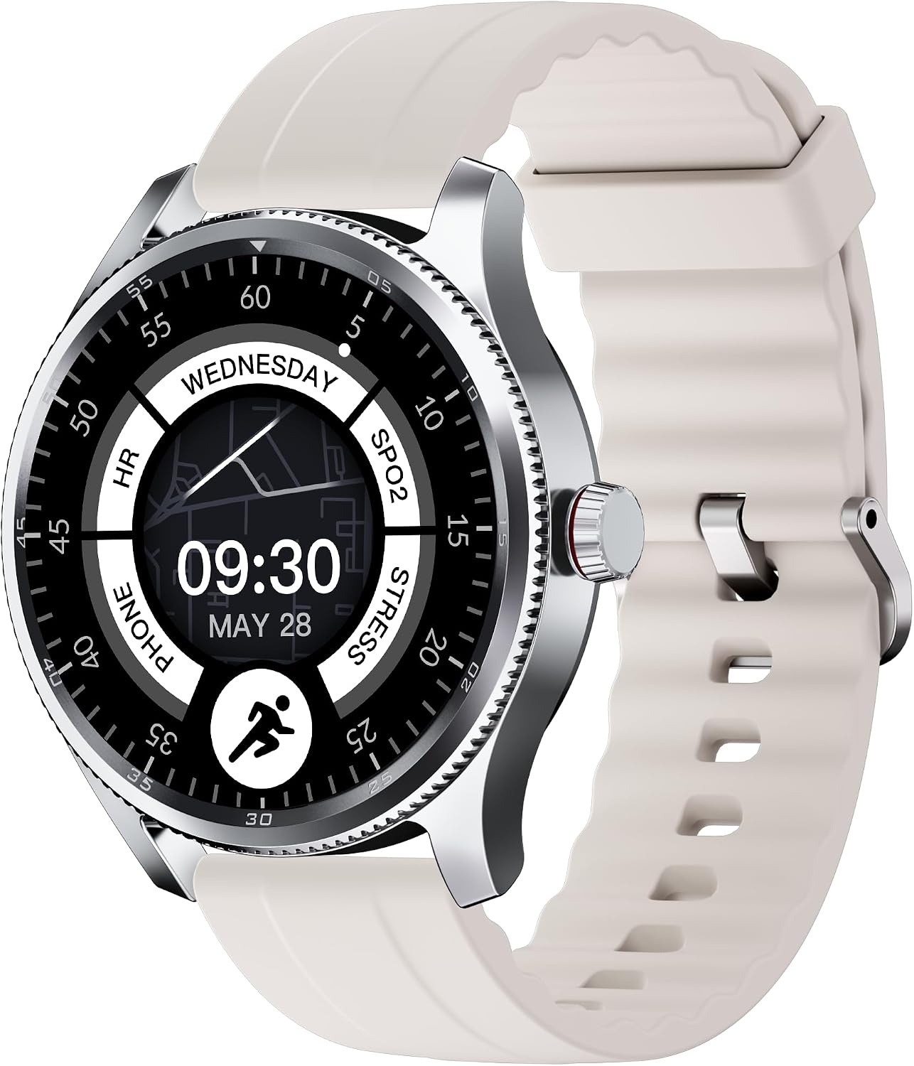 TOOBUR Smartwatch Beige 1.38 inch - Bellen - Hartslagmeter - IP68 Waterdicht