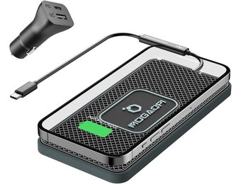 Draadloze Autolader Pad, 15W Snelle Draadloze Autolader, PD20W Dual Poorten Car Charger Compatibel met Airpods 3/Pro, iPhone 15 Plus/14 Pro Max/13/12/11 Samsung S23/S22 S21