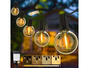 Lichtsnoer Buiten 60m met 100+4 G40 LED lampen Warmwit IP45 Waterdicht Onbreekbaar Aansluitbaar voor Tuin Terras Balkon