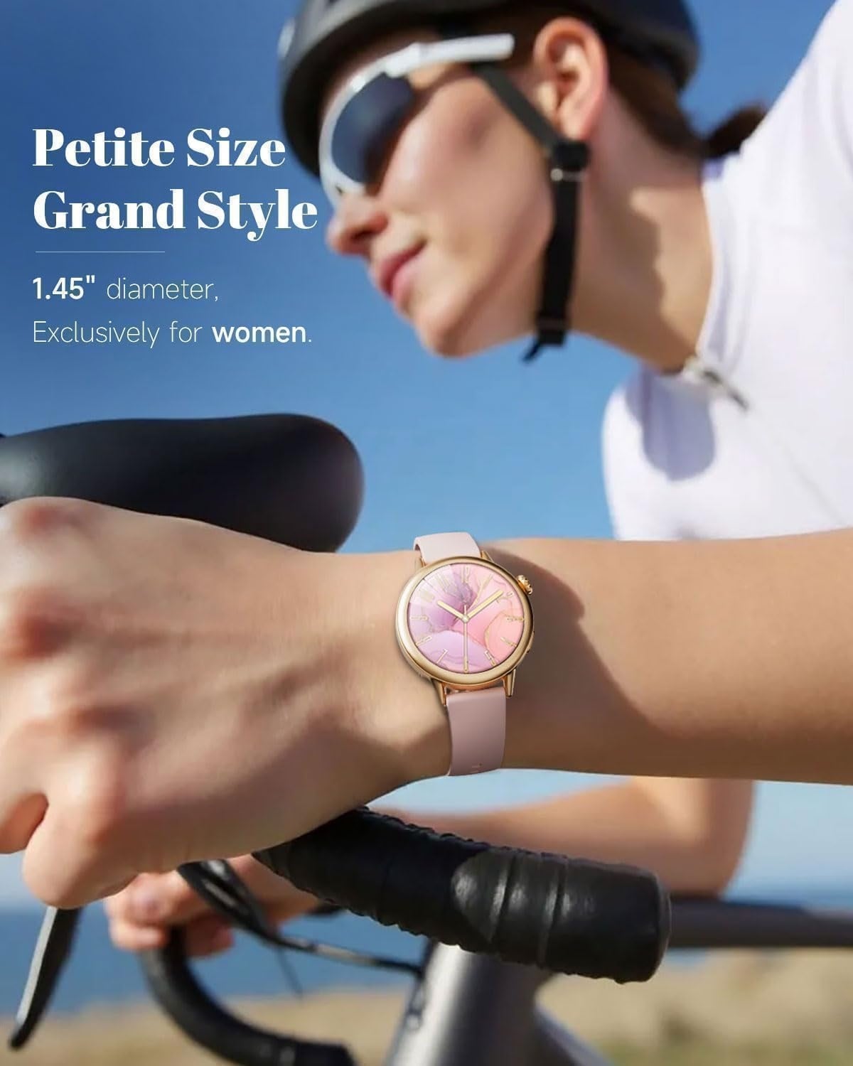 TOOBUR Petite Smart Watch voor dames, kleine pols, 37 mm AMOLED Smartwatch, compatibel met Android en iOS, fitnesstracker met stappen/slaap/HR-monitor, elegant verpakt, mooi cadeau voor vrouwen, roze