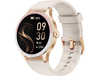 TOOBUR Smartwatch voor dames, rond, stappenteller en fitnesshorloge voor hardlopen/dagelijks gebruik, 100+ sportmodi, elegant, compatibel met Android/iOS, telefoonfunctie met oproepen, IP68 waterdicht