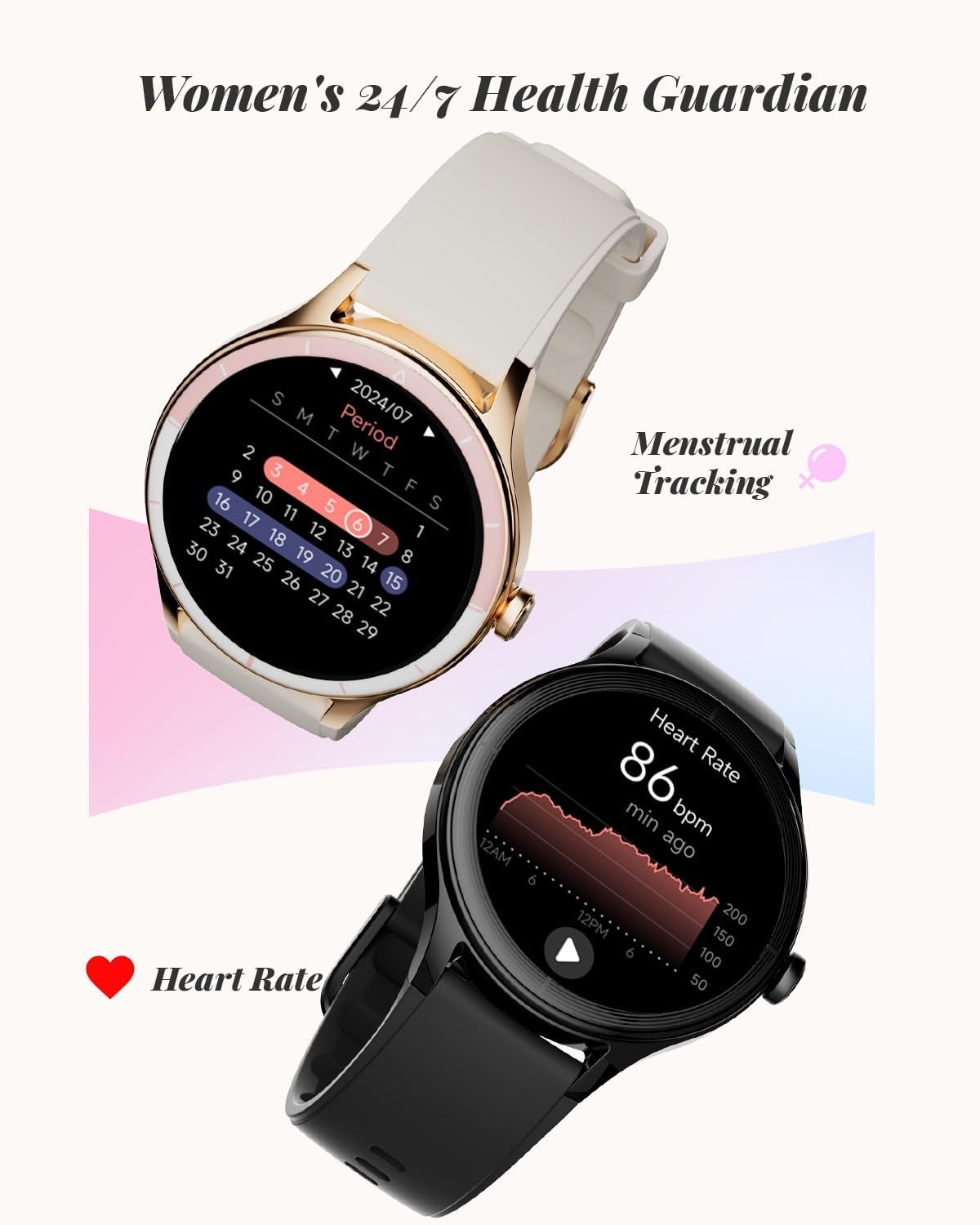 TOOBUR Smartwatch voor dames, rond, stappenteller en fitnesshorloge voor hardlopen/dagelijks gebruik, 100+ sportmodi, elegant, compatibel met Android/iOS, telefoonfunctie met oproepen, IP68 waterdicht