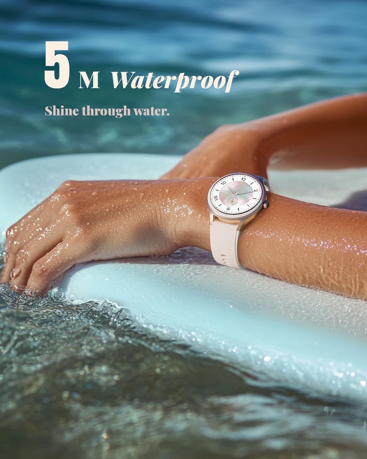 TOOBUR Smartwatch voor dames, rond, stappenteller en fitnesshorloge voor hardlopen/dagelijks gebruik, 100+ sportmodi, elegant, compatibel met Android/iOS, telefoonfunctie met oproepen, IP68 waterdicht