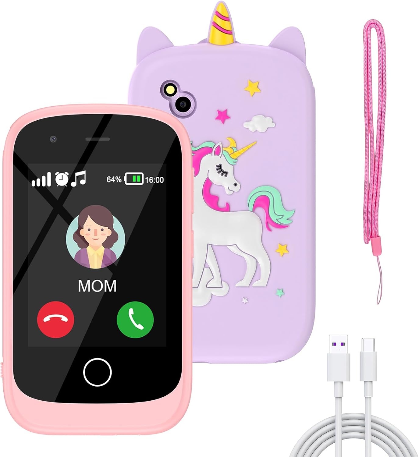 PTHTECHUS Kindersmartphone 2,8 inch met Touchscreen - Zwart