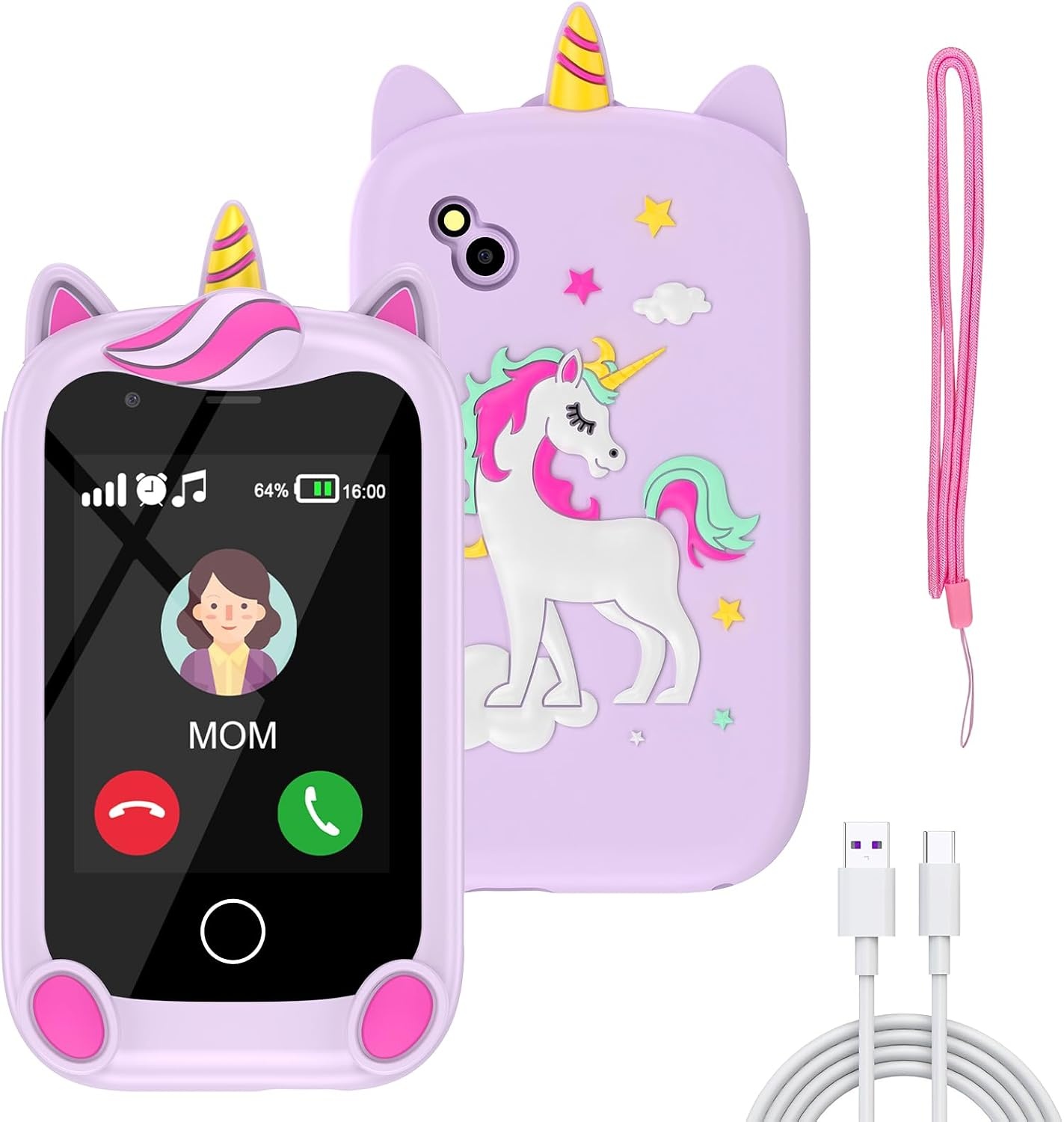 PTHTECHUS Kindersmartphone 2,8 inch met Touchscreen - Zwart
