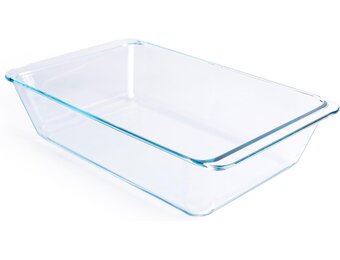 Diepe bakvorm van helder glas, rechthoekige bakvorm van gehard glas, de grootste ovenschaal. -5,4 liter - Maat 5,4 Liter