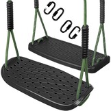 Outdoor schommelzitset, kunststof, antislip, voor kinderen en volwassenen, met verstelbaar touw en 4 karabijnhaken, voor binnen en buiten, tuinschommel, 2 stuks, zwart/272 kg capaciteit