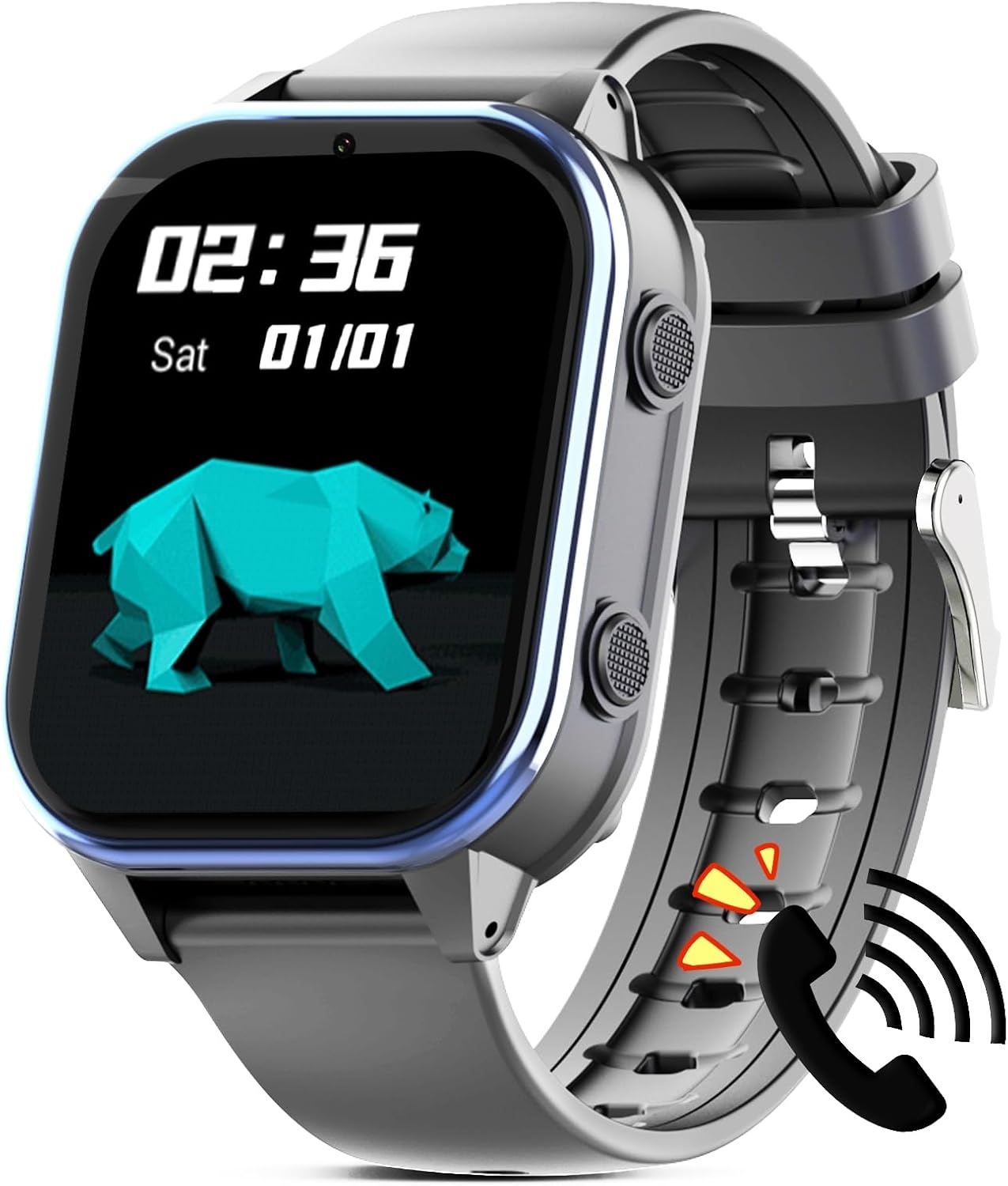 PTHTECHUS 4G GPS Smartwatch voor Kinderen - 1.85 inch - Zwart