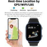 PTHTECHUS 4G GPS Smartwatch voor Kinderen - 1.85 inch - Zwart