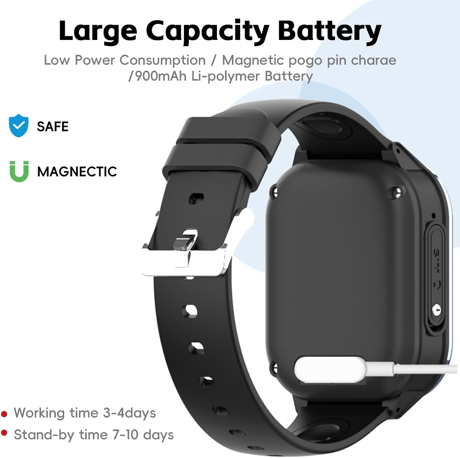 PTHTECHUS 4G GPS Smartwatch voor Kinderen - 1.85 inch - Zwart