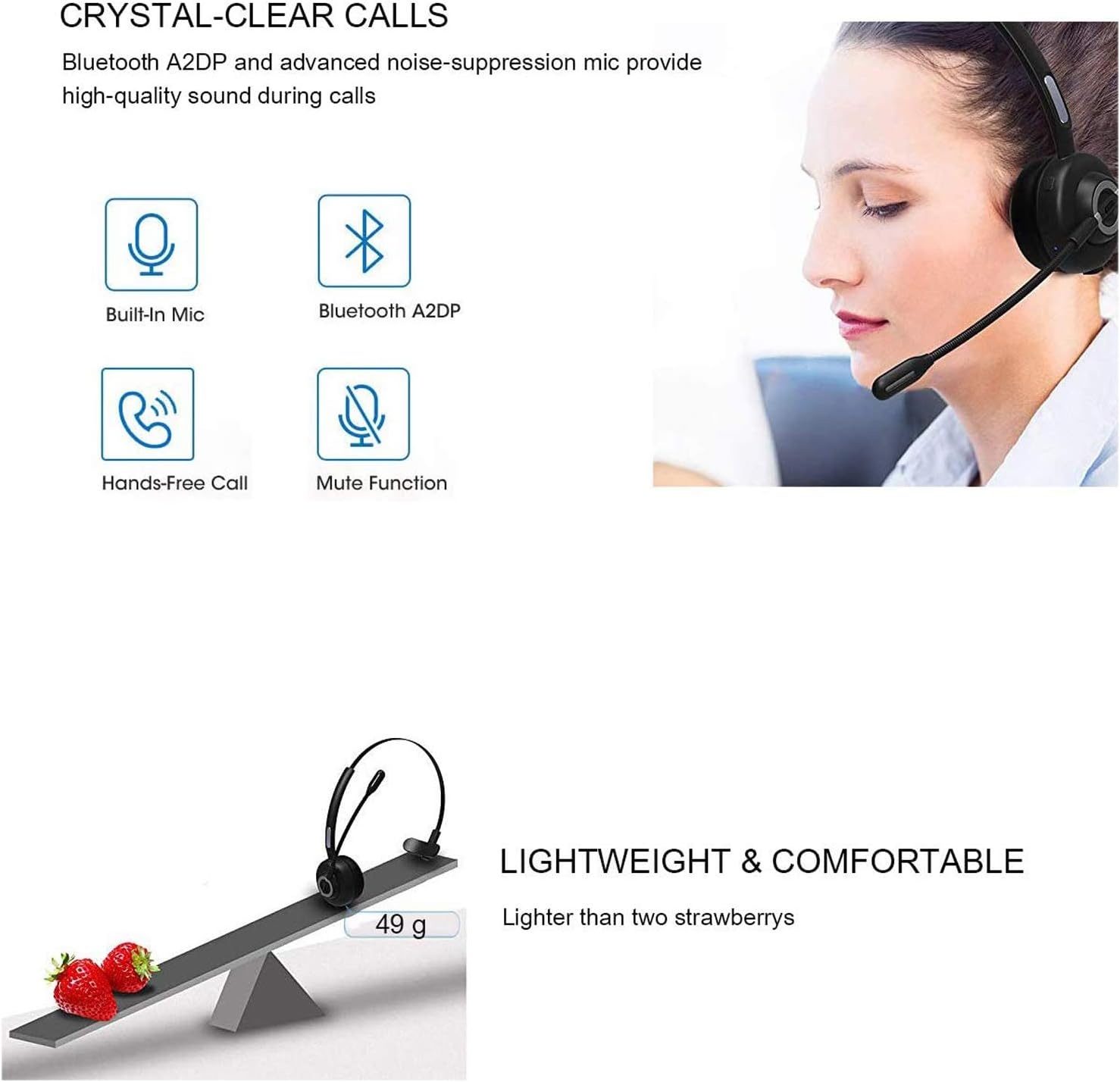 Draadloze Bluetooth Headset V5.0 - Handsfree met Ruisonderdrukking (58% Korting)
