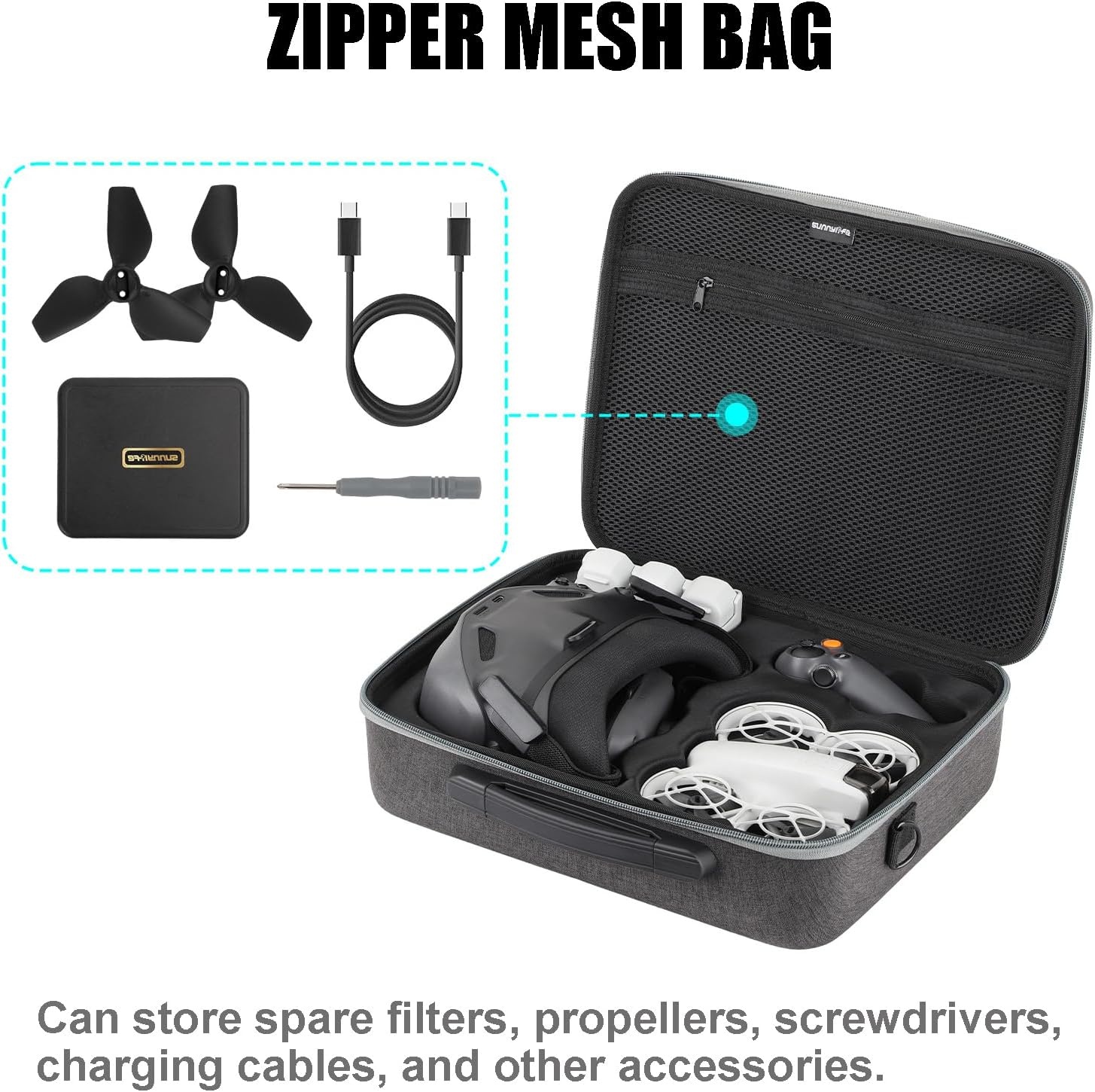 Draagbare beschermhoes voor DJI Neo/Goggles N3/RC Motion 3, opbergtas voor drones, draagtas kit accessoires met schouderriem, waterdichte harde schaal